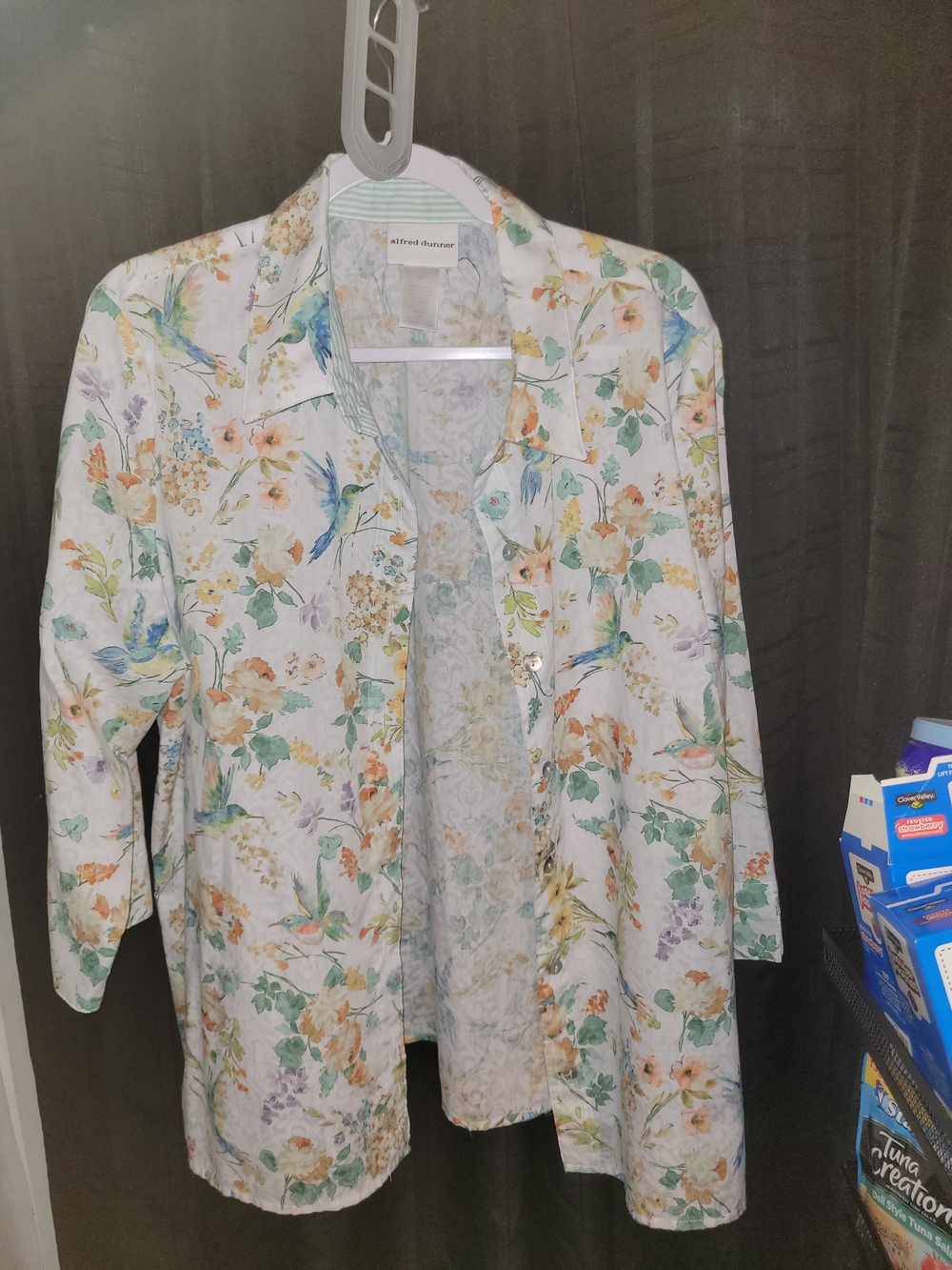 Alfred Dunner Mint and Pastel Floral Button-Up Shirt